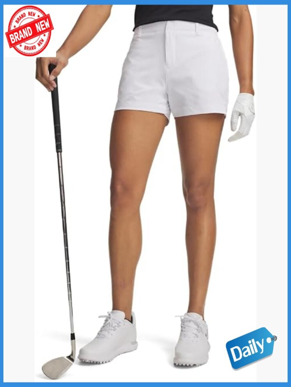 Women's Golf Shorts Mid Rise Pull On Fitted Knee Length